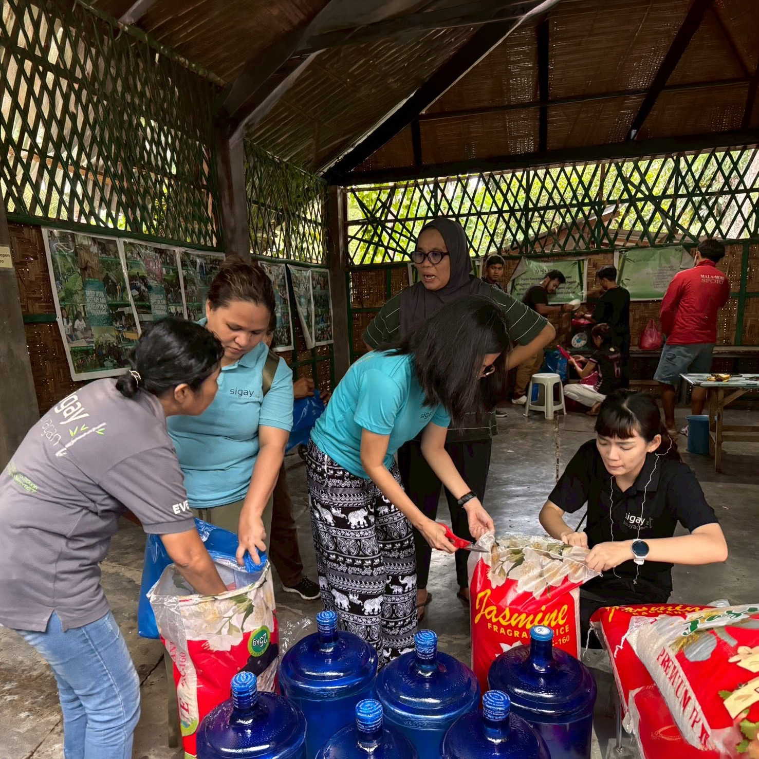 Relief supplies being prepared for distribution to affected communities