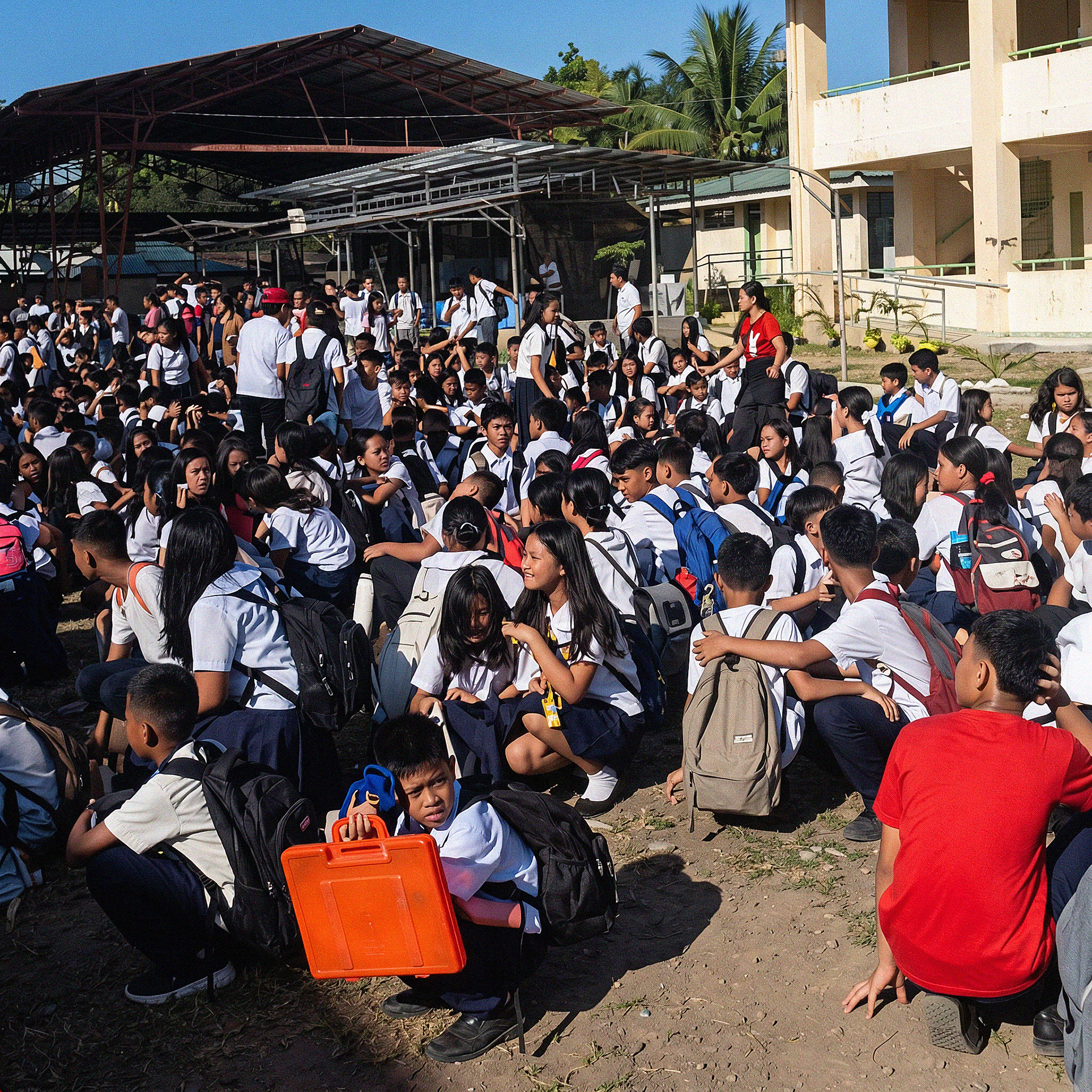 Displaced families sheltering after the earthquake in Mindanao