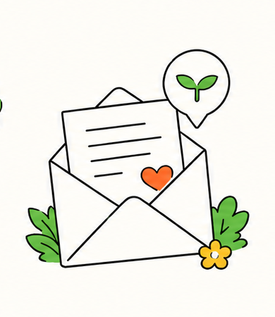 Illustration of a letter representing the connection between a sponsor and child